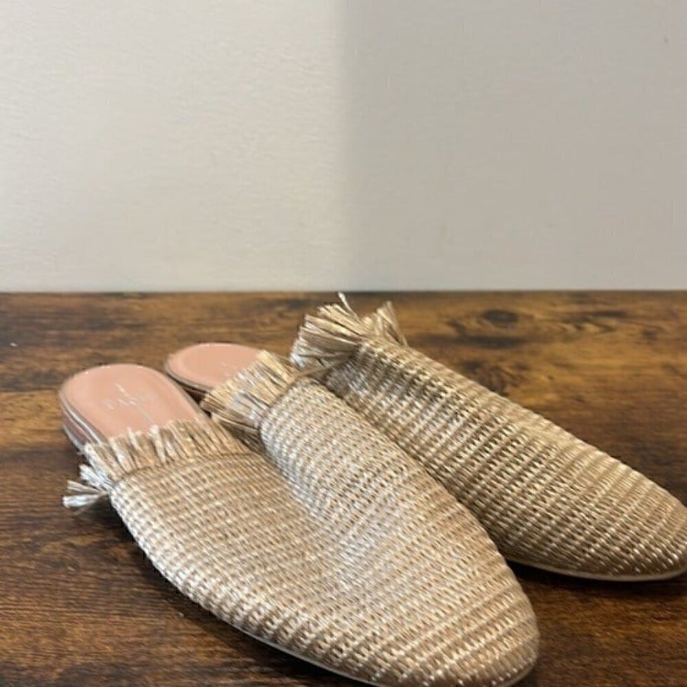 Paolo Natural Tan Woven Fringe Mules - Picture 2 of 5